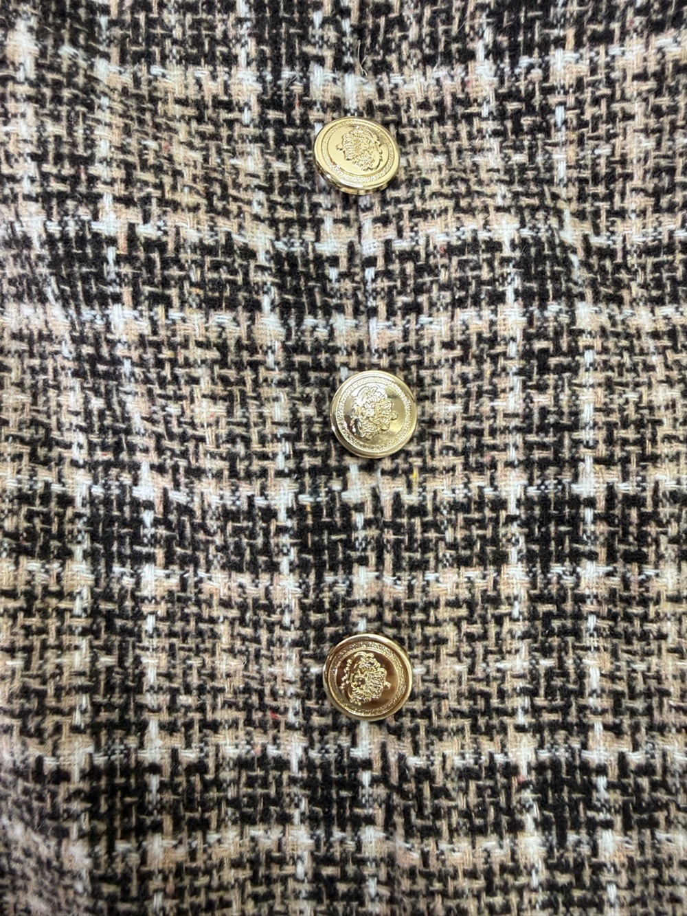 MICAS | Plaid Wide Leg Palazzo Pants Tweed High Rise | Brown | Large - Picture 4 of 12